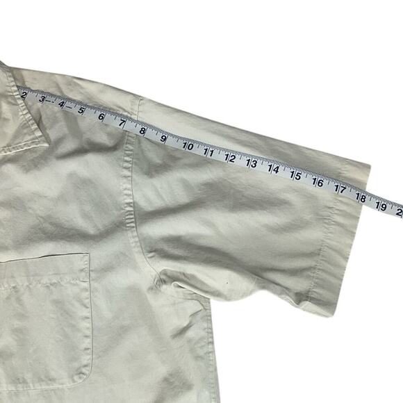 Club Room Button Down Short Sleeve Casual Shirt Size Large 100% Cotton Light Tan - Picture 5 of 7